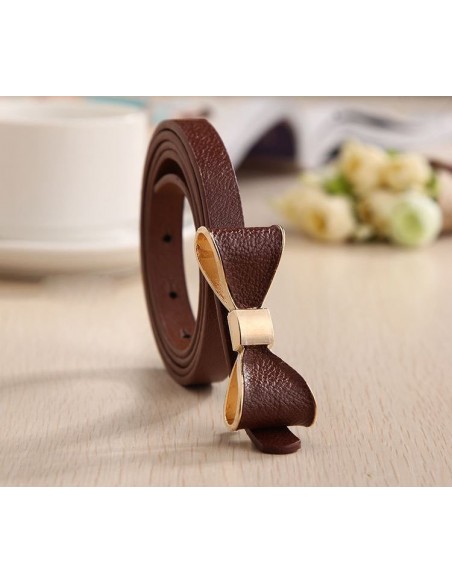 Leather belt with bow