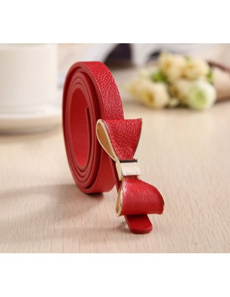 Leather belt with bow
