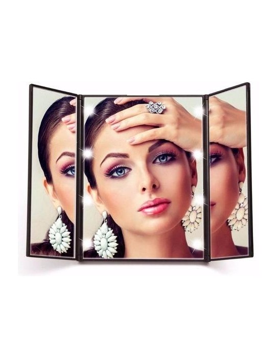 Led portable travel mirror with stand