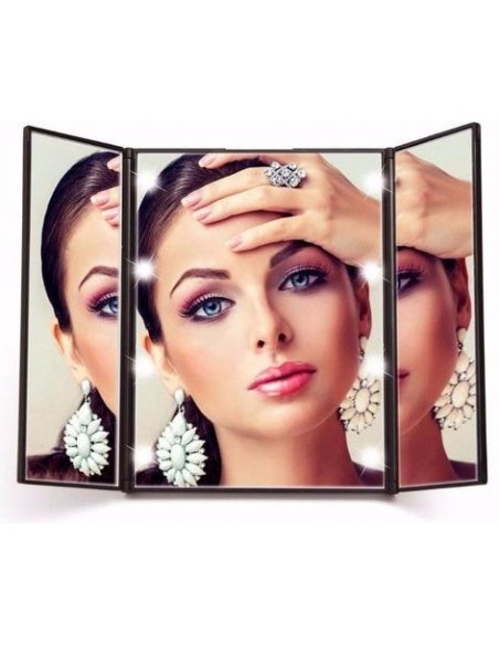 Led portable travel mirror with stand