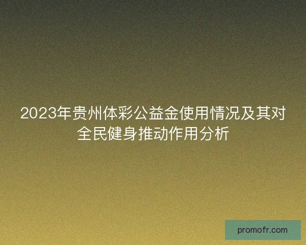 2023年贵州体彩公益金使用情况及其对全民健身推动作用分析